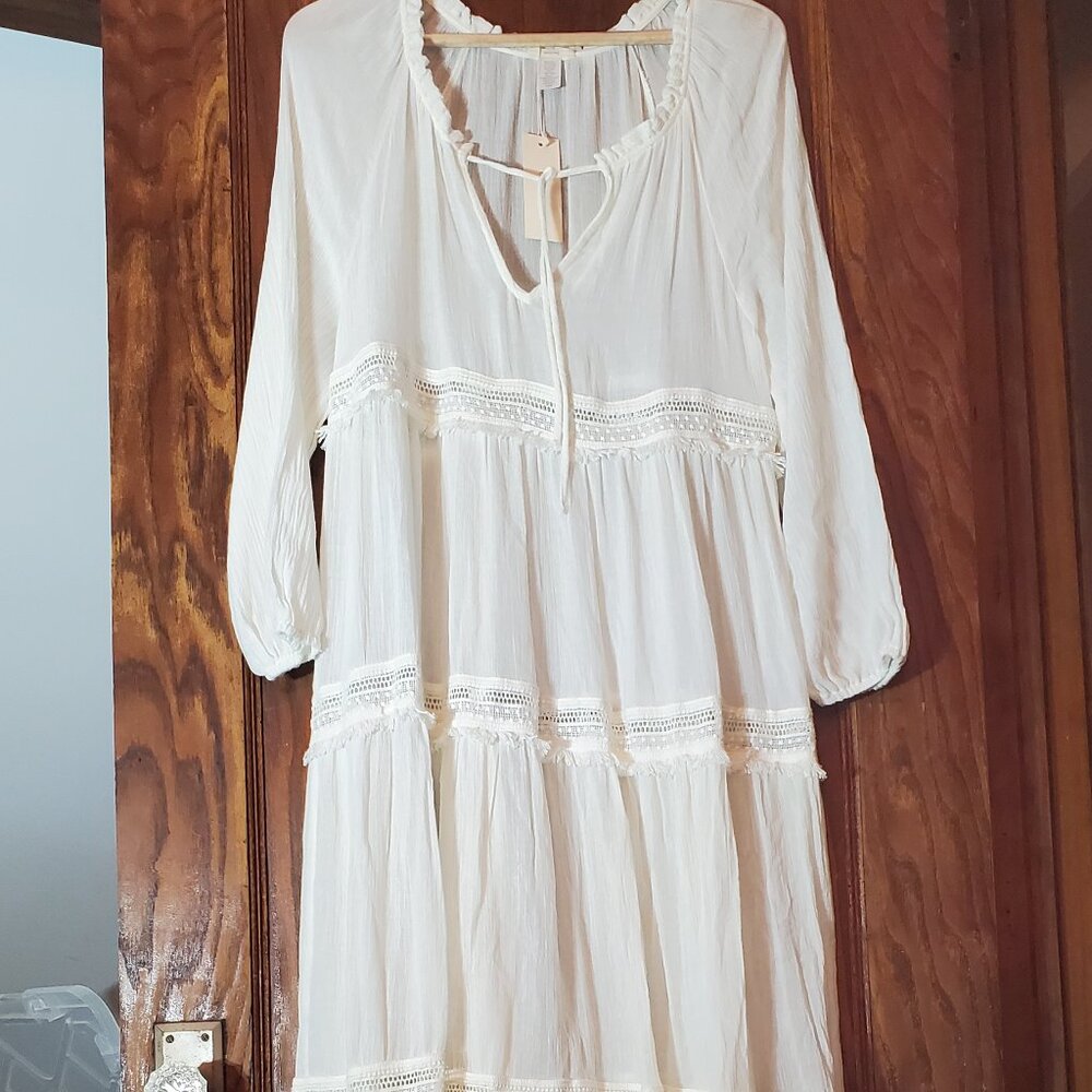 NWT Eberjey Sheer White Cotton Cover up Sz. M